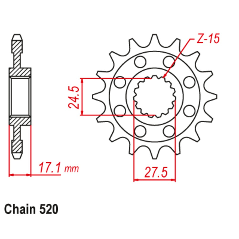 SUPERSPROX Front Sprocket Alternate Pitch Stealth For DUCATI 10S-748-15