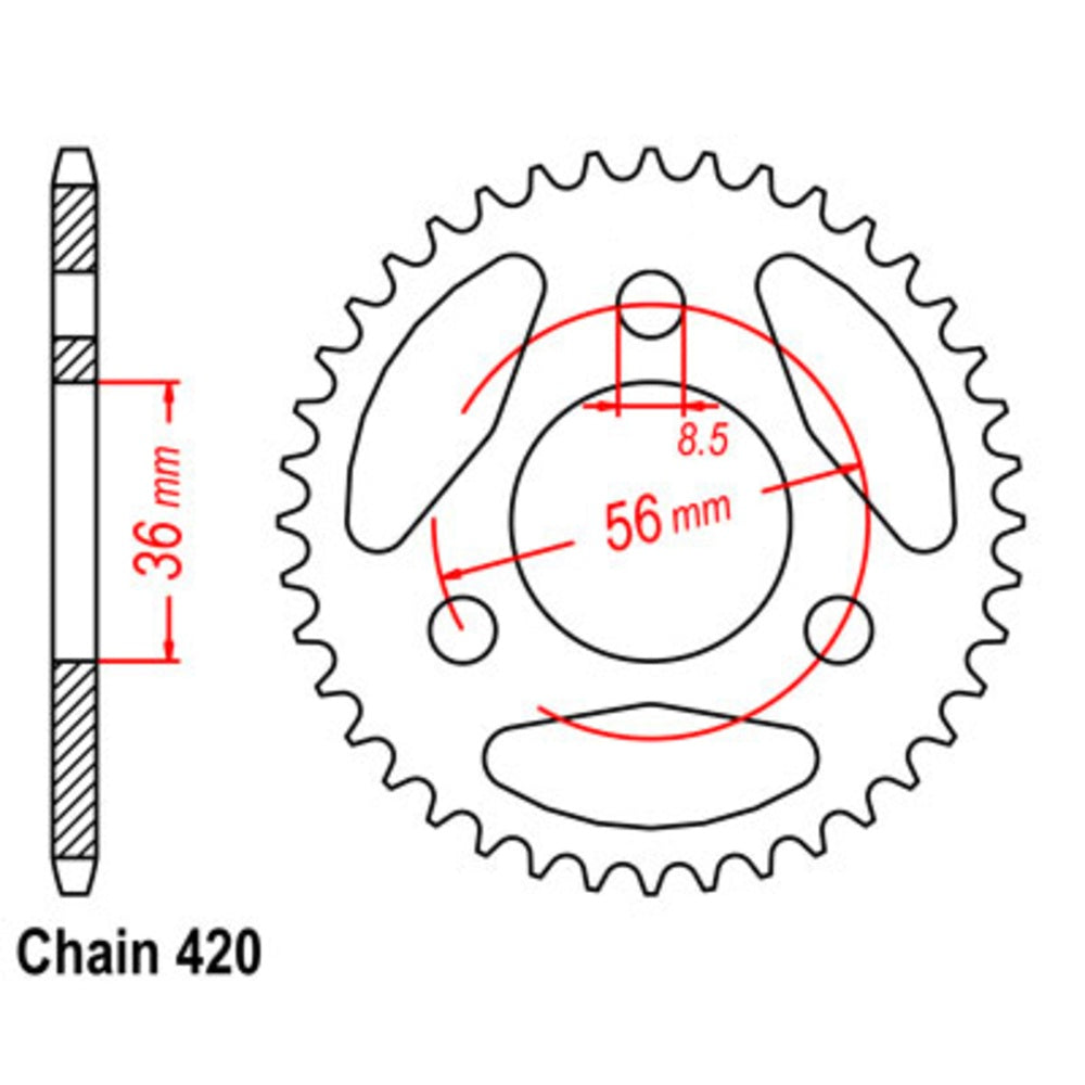New SUPERSPROX 28T Sprocket Steel - Rear For KAWASAKI KDX50 11-044-28