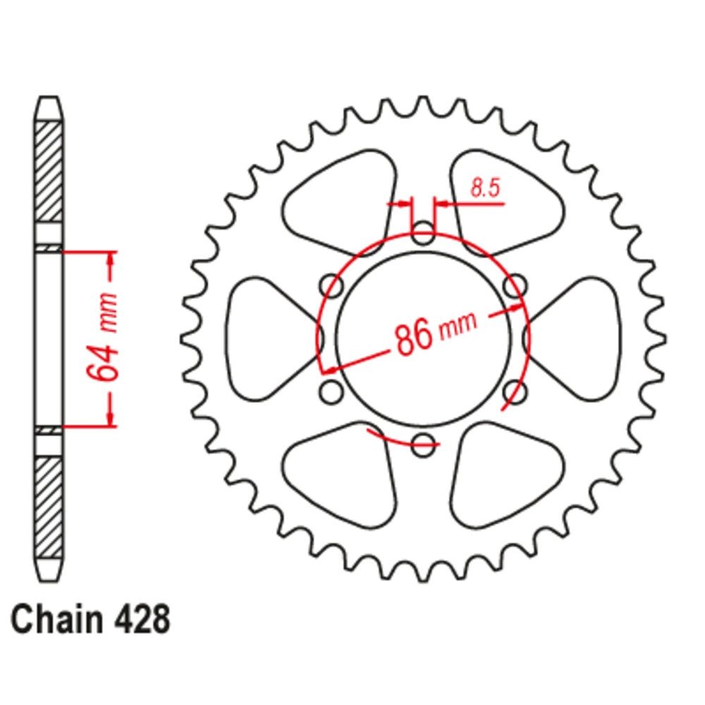 SUPERSPROX 54T Sprocket Steel - Rear For KAWASAKI KE175, KE125, KS125 11-146-54