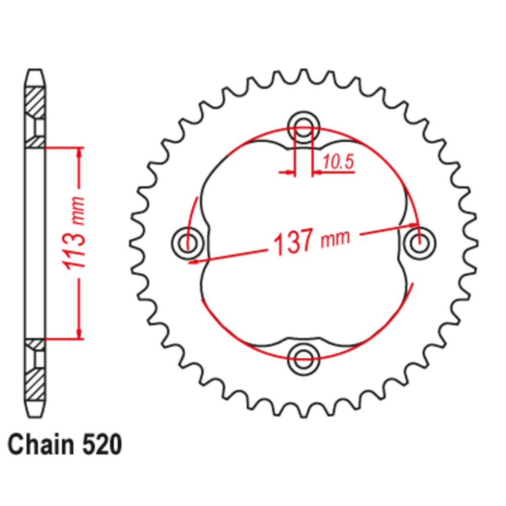 MTX 36T Sprocket Steel - Rear For SUZUKI LT-R450 QUADRACER, LT-Z400 11-1760-36
