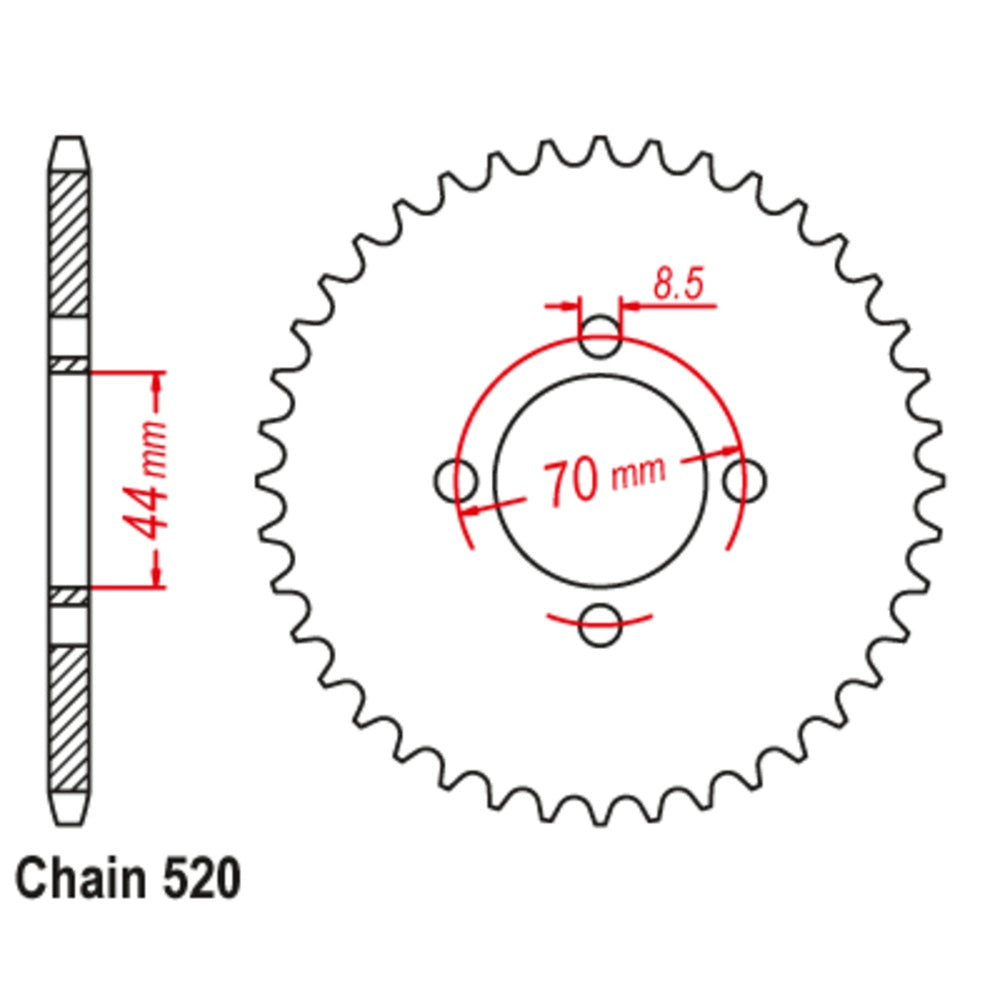 New MTX 22T Sprocket Steel - Rear For KAWASAKI KFX80, KSF80 11-1795-22