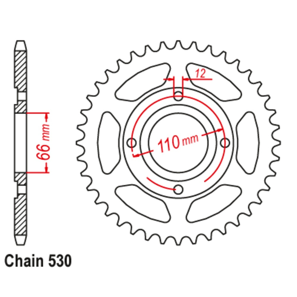 New MTX 38T Sprocket Steel - Rear For YAMAHA RD400 11-1A1-38
