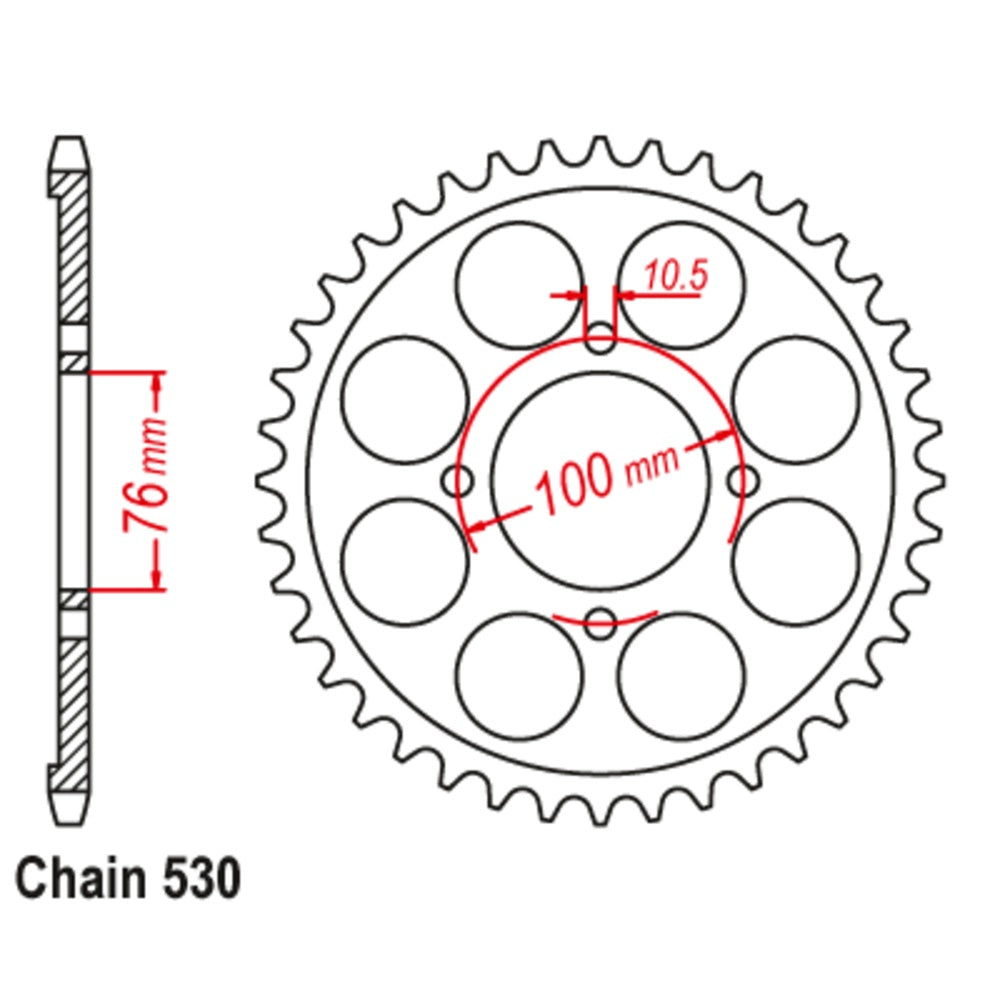 SUPERSPROX 46T Sprocket Steel - Rear For SUZUKI GSX600F, RG500 GAMMA 11-21A-46