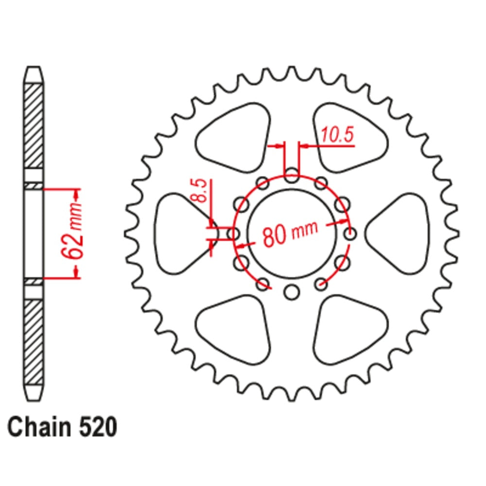 New MTX 41T Sprocket Steel - Rear For YAMAHA DT200 11-37F-41