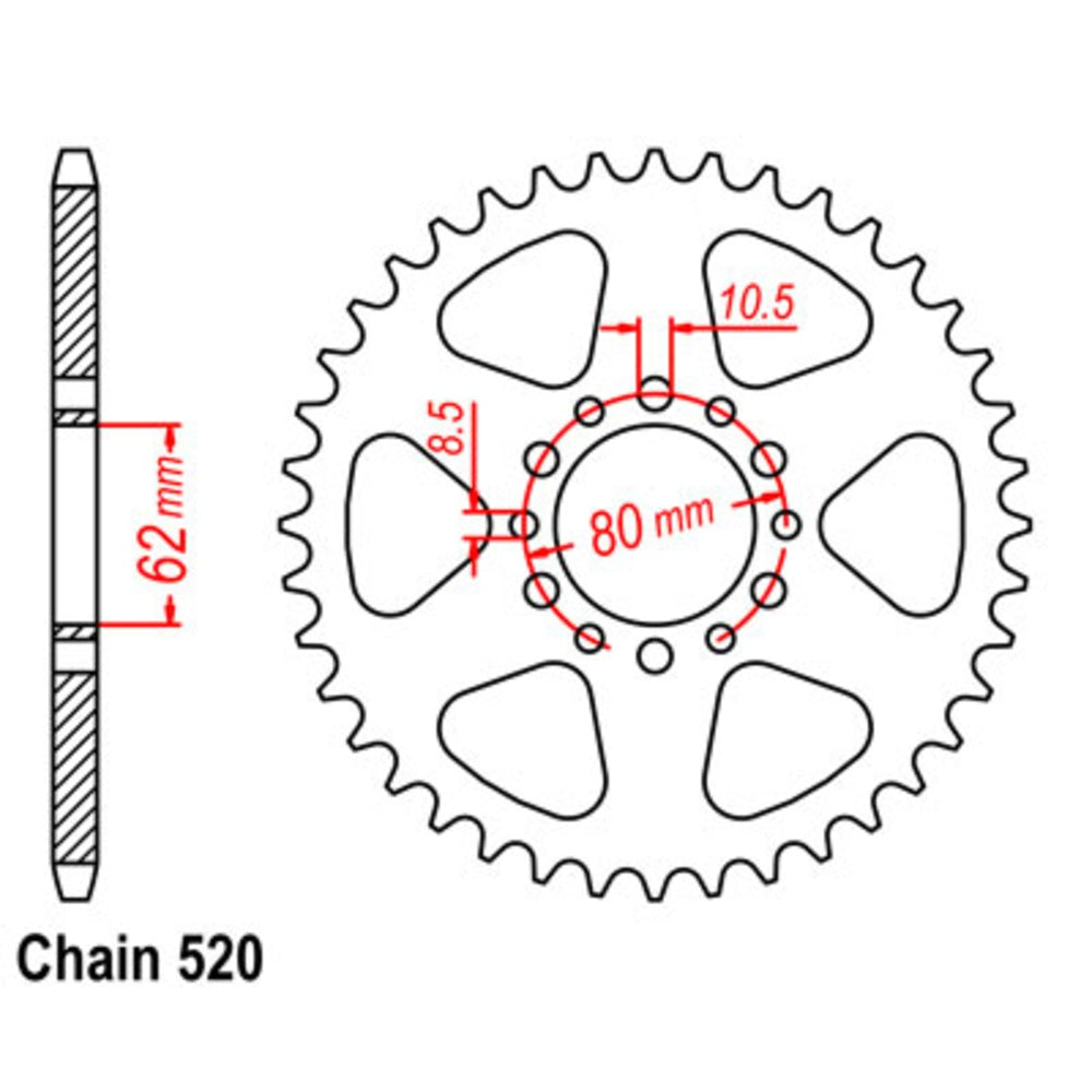 New MTX Rear Sprocket Steel Alternate Pitch For YAMAHA XT350 11-3Y1-49