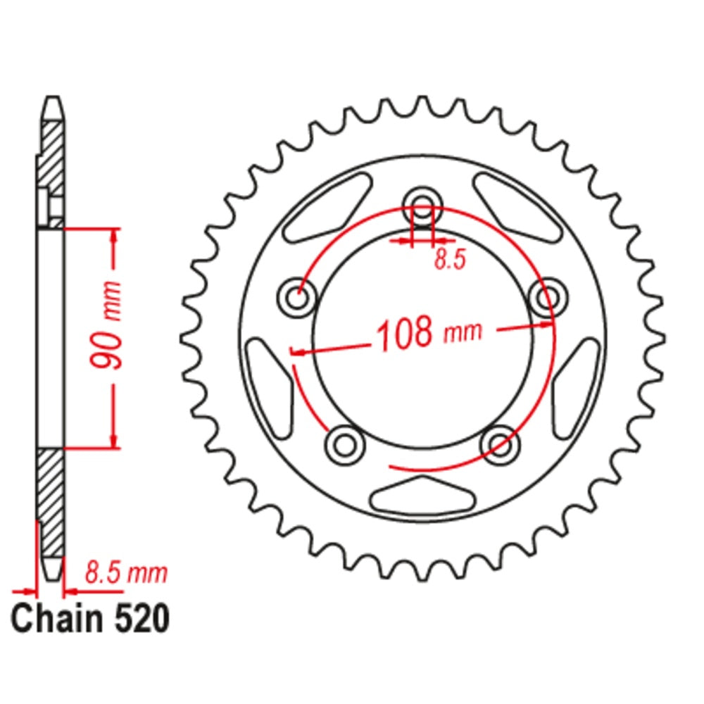 New MTX 38T Sprocket Steel - Rear For DUCATI 11-491-38