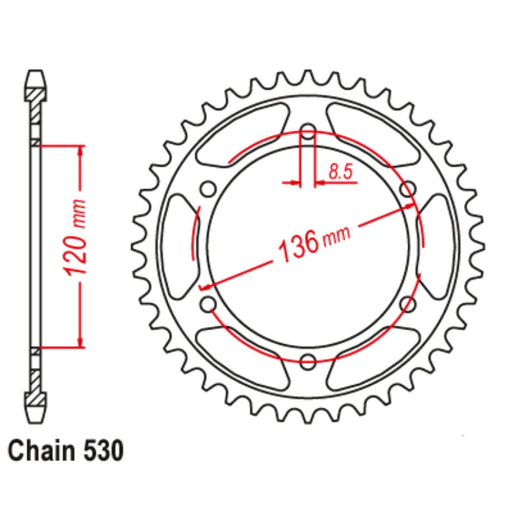 New MTX 38T Sprocket Steel - Rear For YAMAHA RZ500, XJ600 11-49A-38