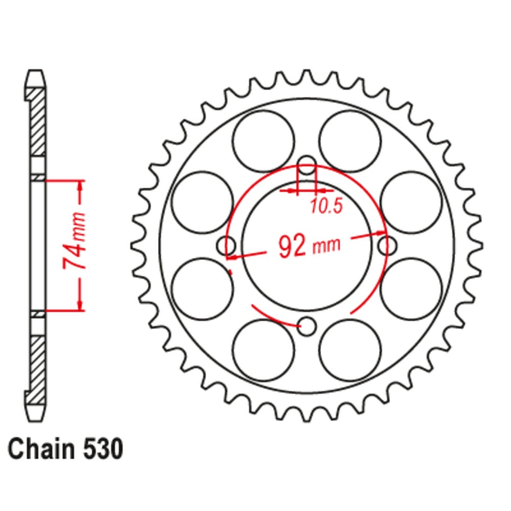 SUPERSPROX 39T Sprocket Steel - Rear For YAMAHA RD350 LC, RD250, RD350 11-4L0-39