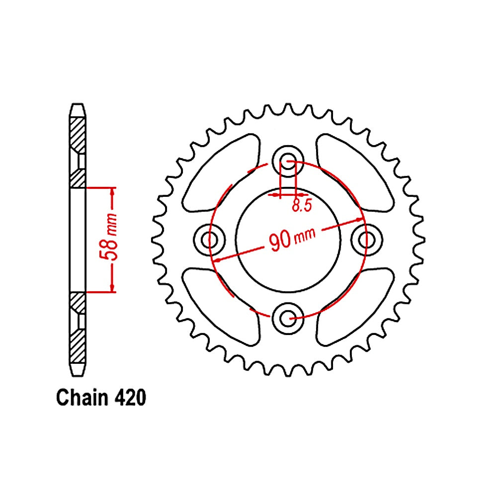 SUPERSPROX 41T Sprocket Steel-Rear For HONDA 50 MONKEY, CRF50F, XR50R 11-GEL-41