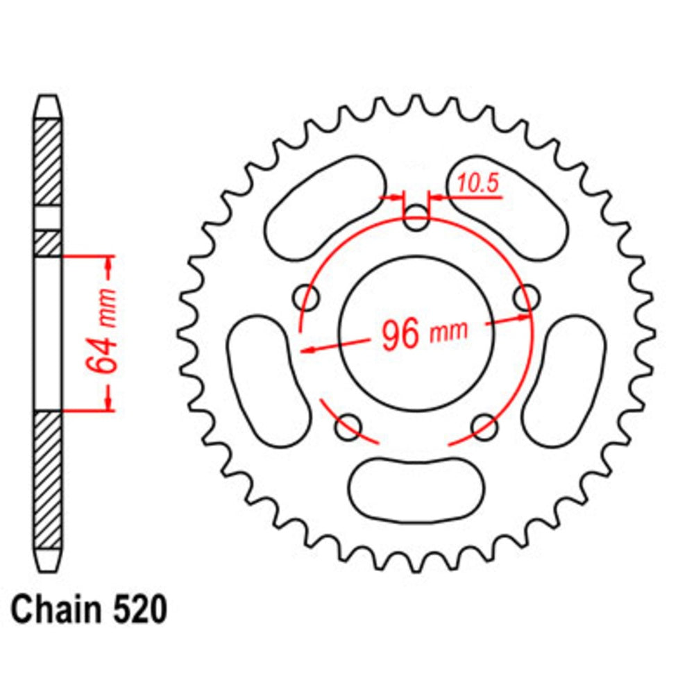 New MTX 37T Sprocket Steel - Rear For HONDA CBF250, XL200R 11-KA2-37