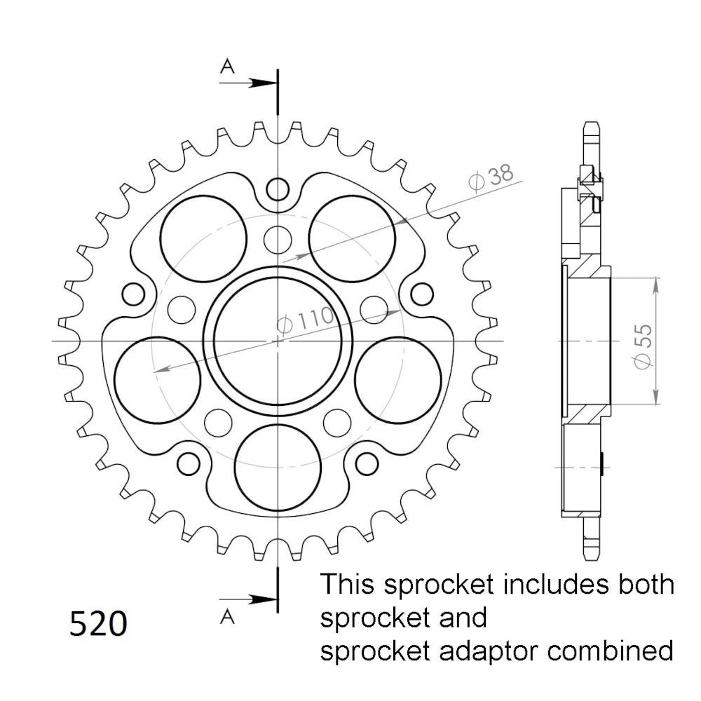 SUPERSPROX Rear Sprocket Stealth Composite For DUCATI 11S-736-39R