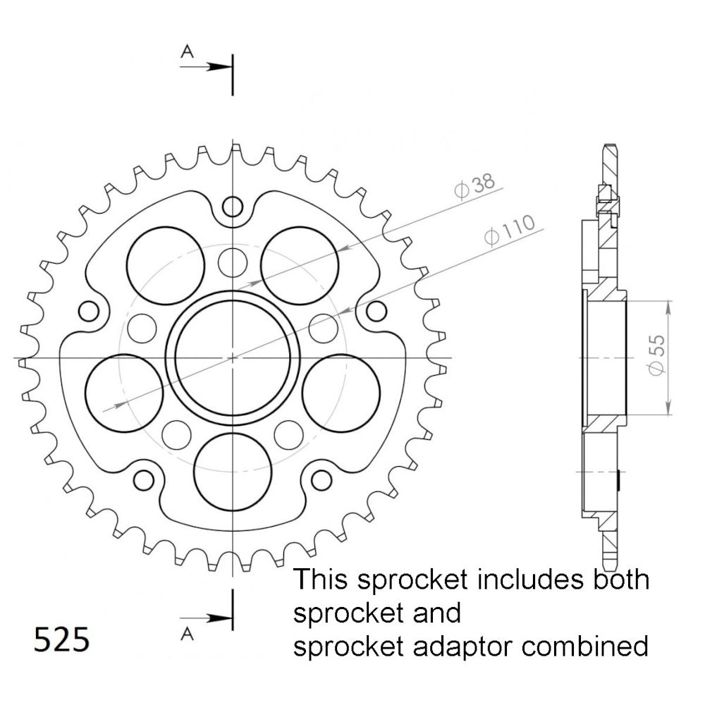 SUPERSPROX Rear Sprocket Stealth Composite For DUCATI 11S-736/5-39R