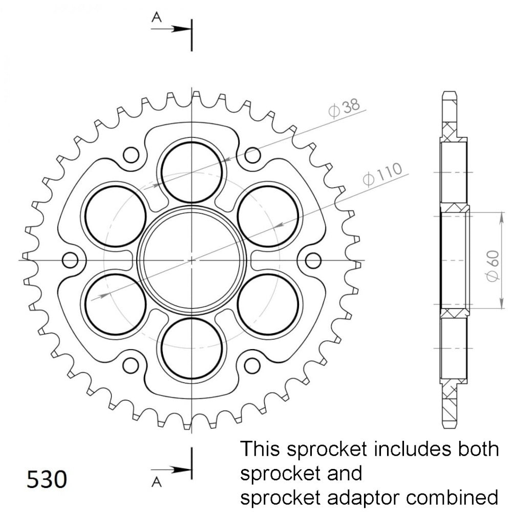 SUPERSPROX Rear Sprocket Stealth Composite For DUCATI 11S-737/530-40R
