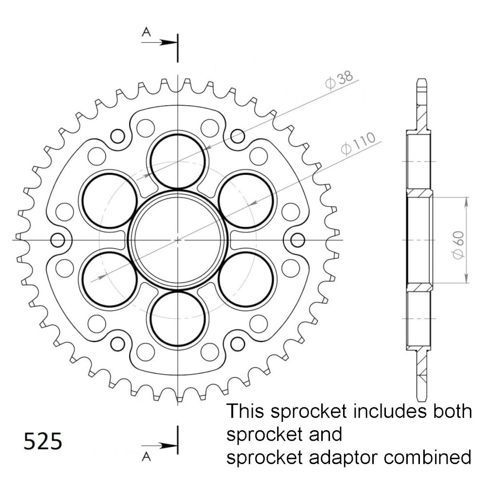 SUPERSPROX Rear Sprocket Stealth Composite For DUCATI 11S-755-40BK
