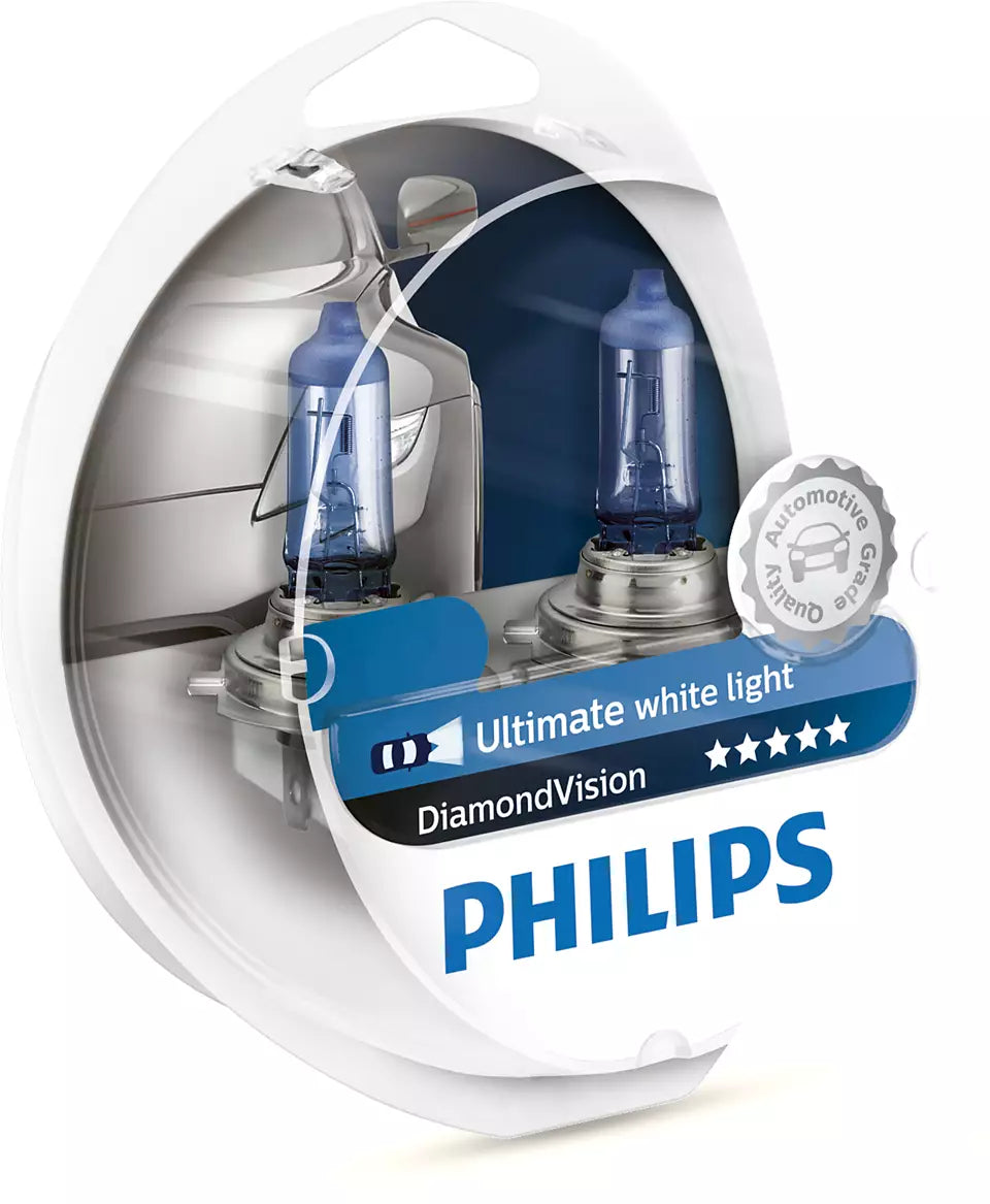 New Philips Globe H1 12V 55W P14.5S Twin Pack (No T10 Globes)Diamond Vision