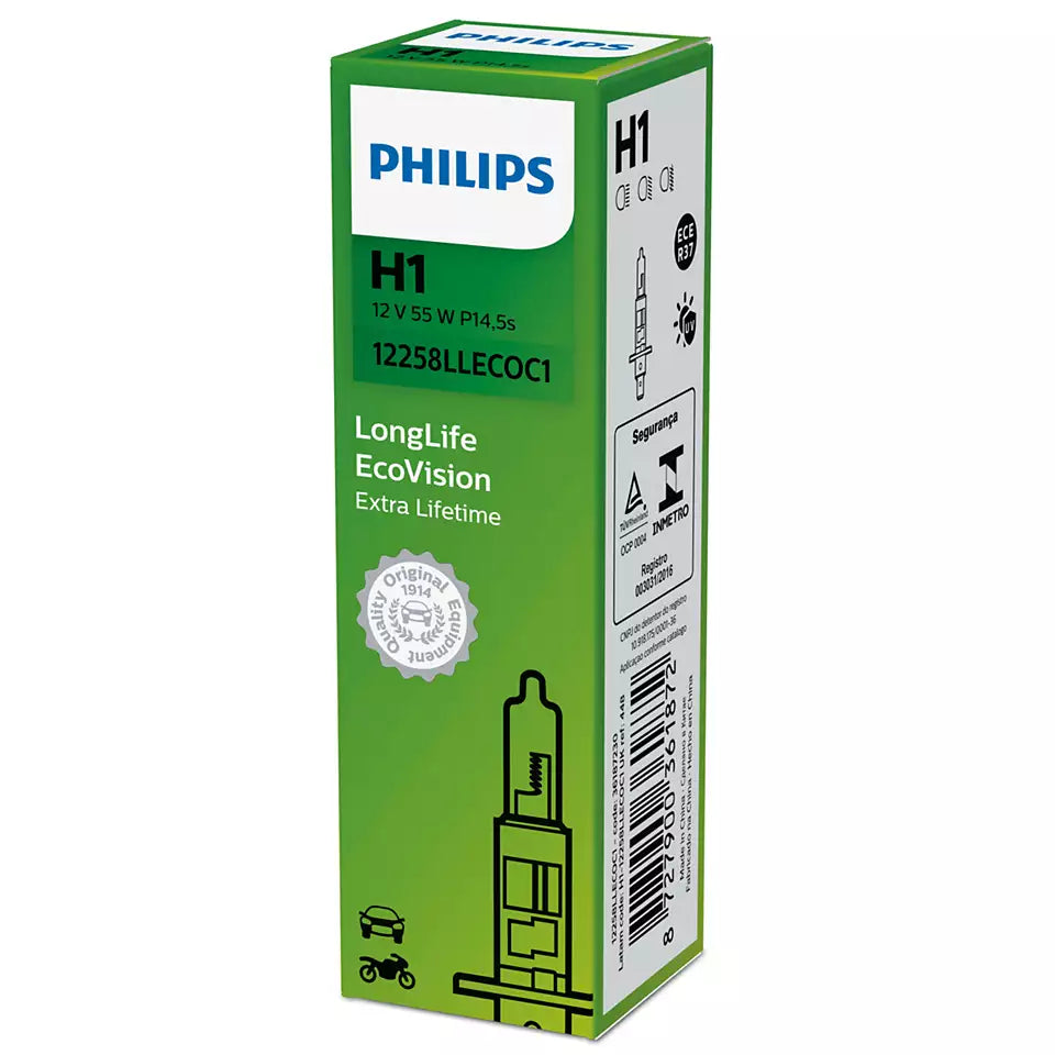 New Philips Globe H1 12V 55W Single Box Longlife Eco Vision (12258Llecoc1)