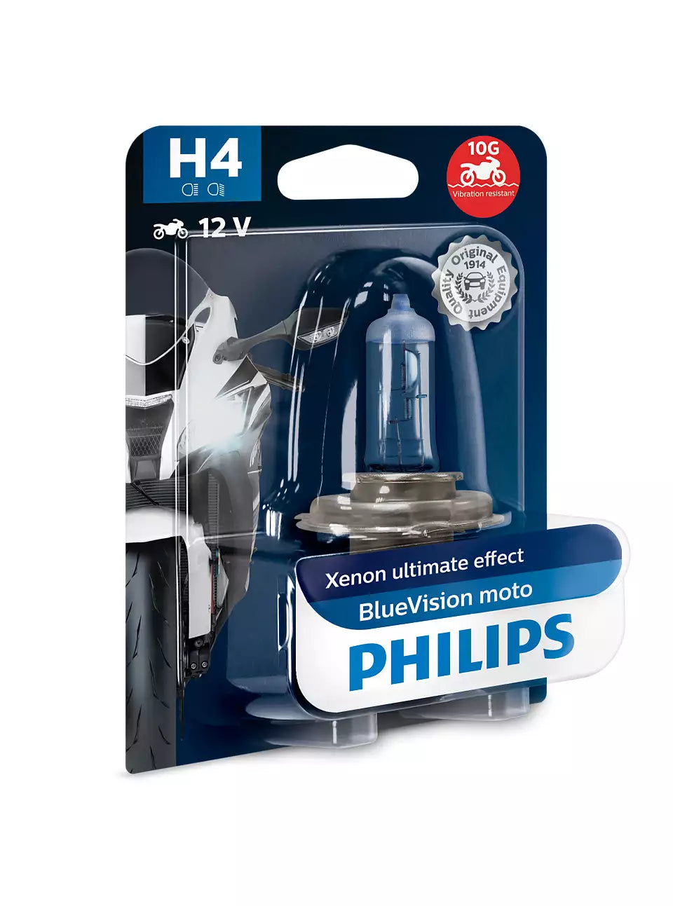 Philips Globe Motorcycle H4 12V 60/55W P43T-38 Single Blister Pack Blue Vision