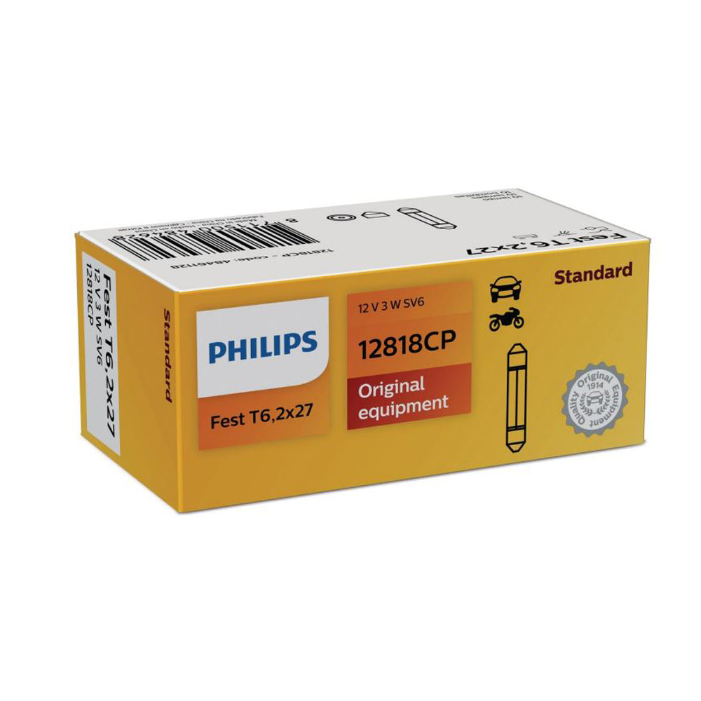 New Philips Globe Fest T6,2X27 12V 3W 10 Pack (12818Cp)