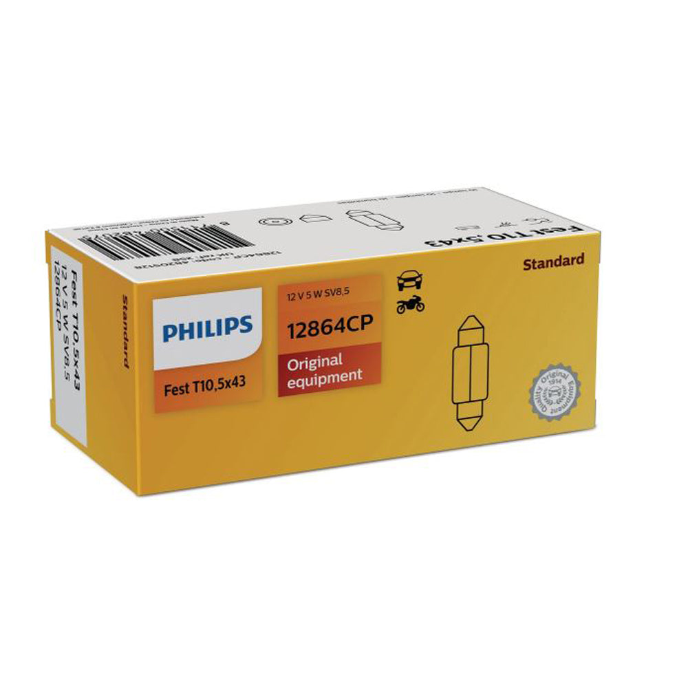 New Philips Globe Fest T10 5X43 5W 12V 10Pack (12864Cp)