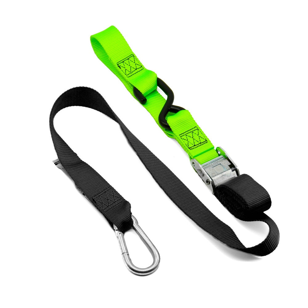 New KUSTOM MX Tie Down 38mm Snap Hook - Black/Green Loop 20-TD4-BG