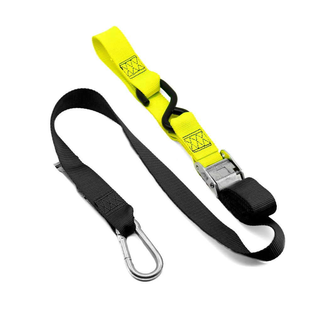 New KUSTOM MX Tie Down 38mm Snap Hook - Black/Yellow Loop 20-TD4-BY | Australian Moto Spares