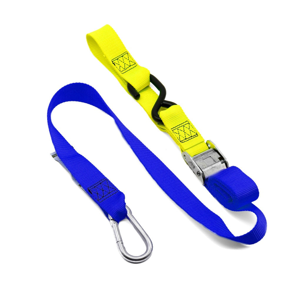 New KUSTOM MX Tie Down 38mm Snap Hook - Blue/Yellow Loop 20-TD4-UY