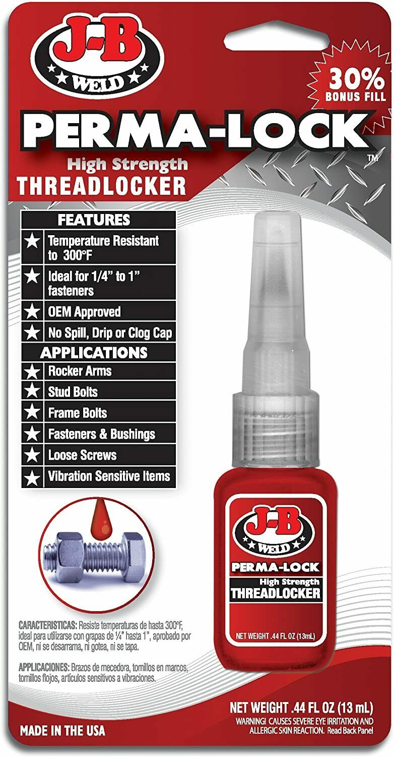 New J-B WELD Oem Approved Perma-Lock Red Threadlocker High Strength 13ml 27113