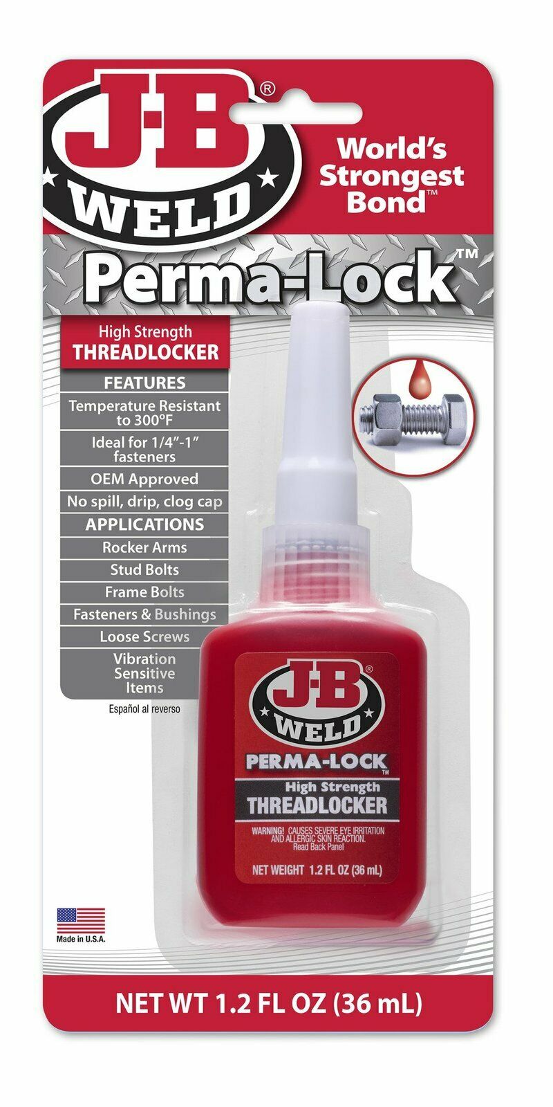 New J-B WELD Oem Approved Perma-Lock Red Threadlocker High Strength 36ml 27136 | Australian Moto Spares