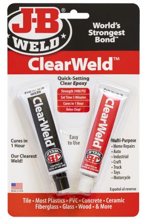 New J-B WELD Quick Setting Strength 3900 PSI Clearweld Twin Tubes 8212