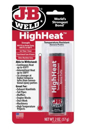 New J-B WELD High Heat Hand Mixable Dark Gray Epoxy Putty Stick 8297