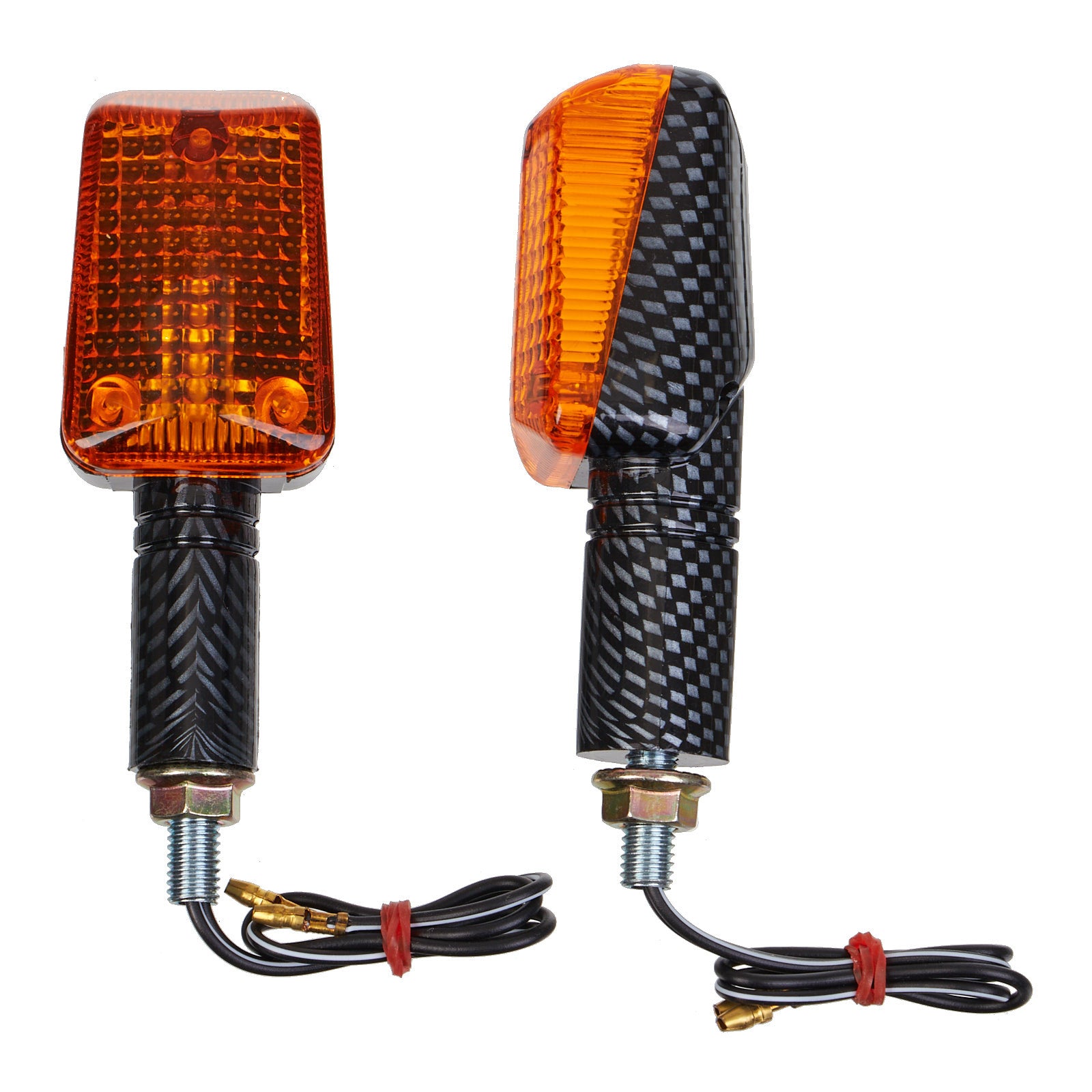 New WHITES Flasher Universal Rubber Long Mount Carbon - Pair #FLURLC