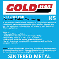 New GOLDFREN Brake Pad - K5 Off-Road Racing #GF036K5