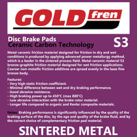 New GOLDFREN Brake Pad - S3 Sintered Sports #GF186S3
