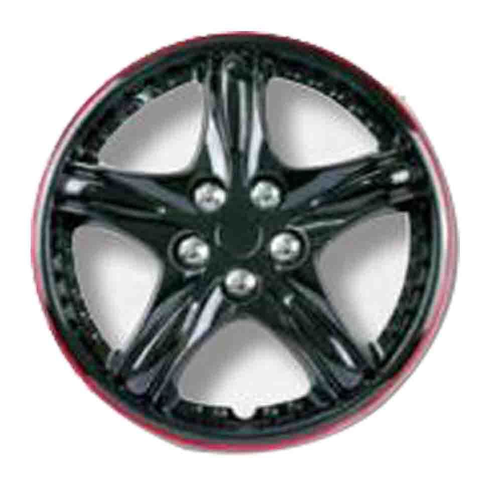 New GEAR-X Ice Black & Red Rim OCELOT Wheel Cover 14'' Set of 4 GXP919IB/R-14