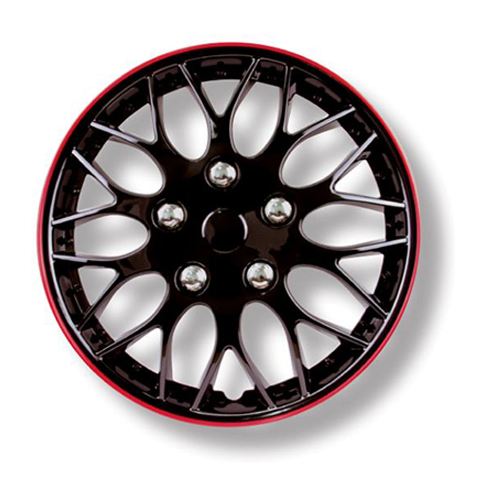 New GEAR-X Ice Black & Red Rim Single TANTILLA Wheel Cover 15'' GXP970IB/R-15-1