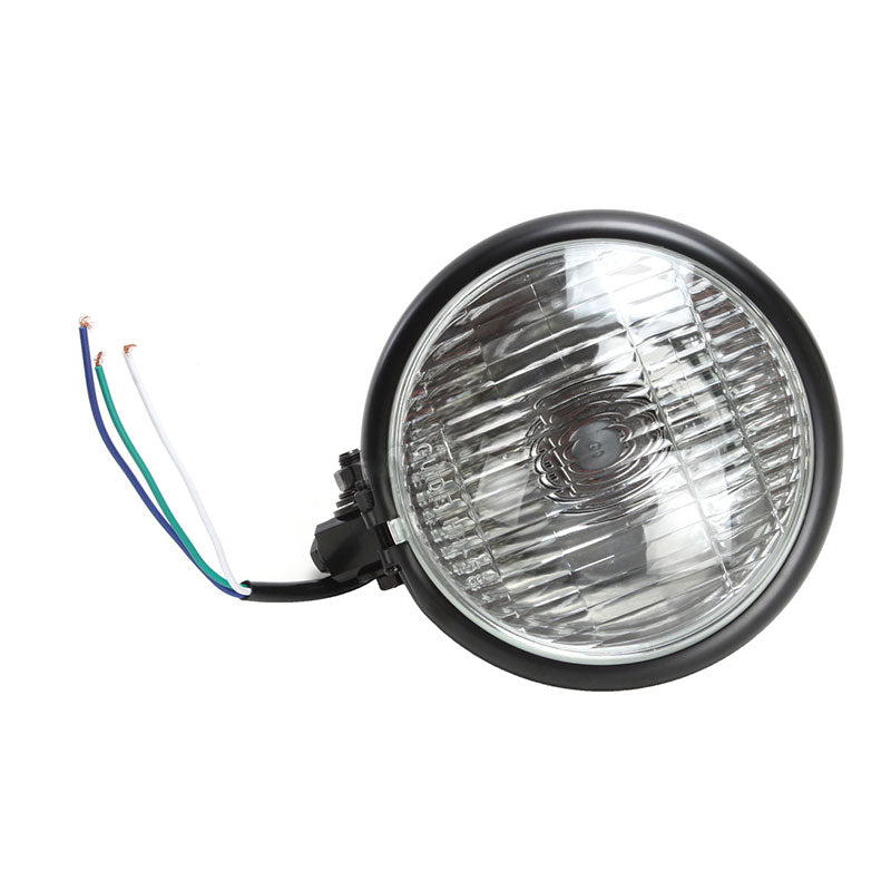 New WHITES Headlight Bates 5 3/4 BTM MNT H4 60/55W - Black #HDHLBATESB