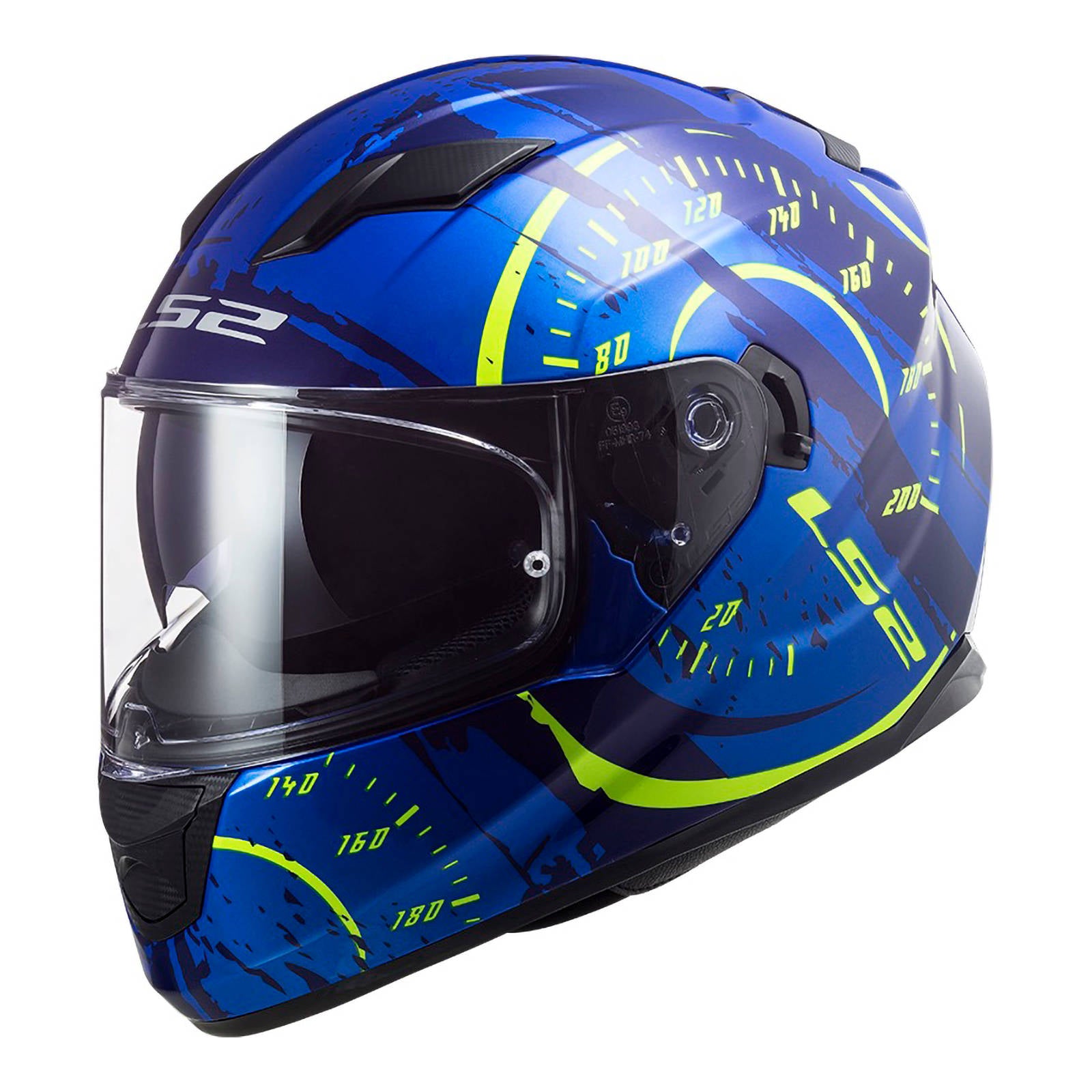 New LS2 FF320 Stream EVO Tacho Helmet - Blue / Hi-Vis (M) #LS2FF320TACBLYM