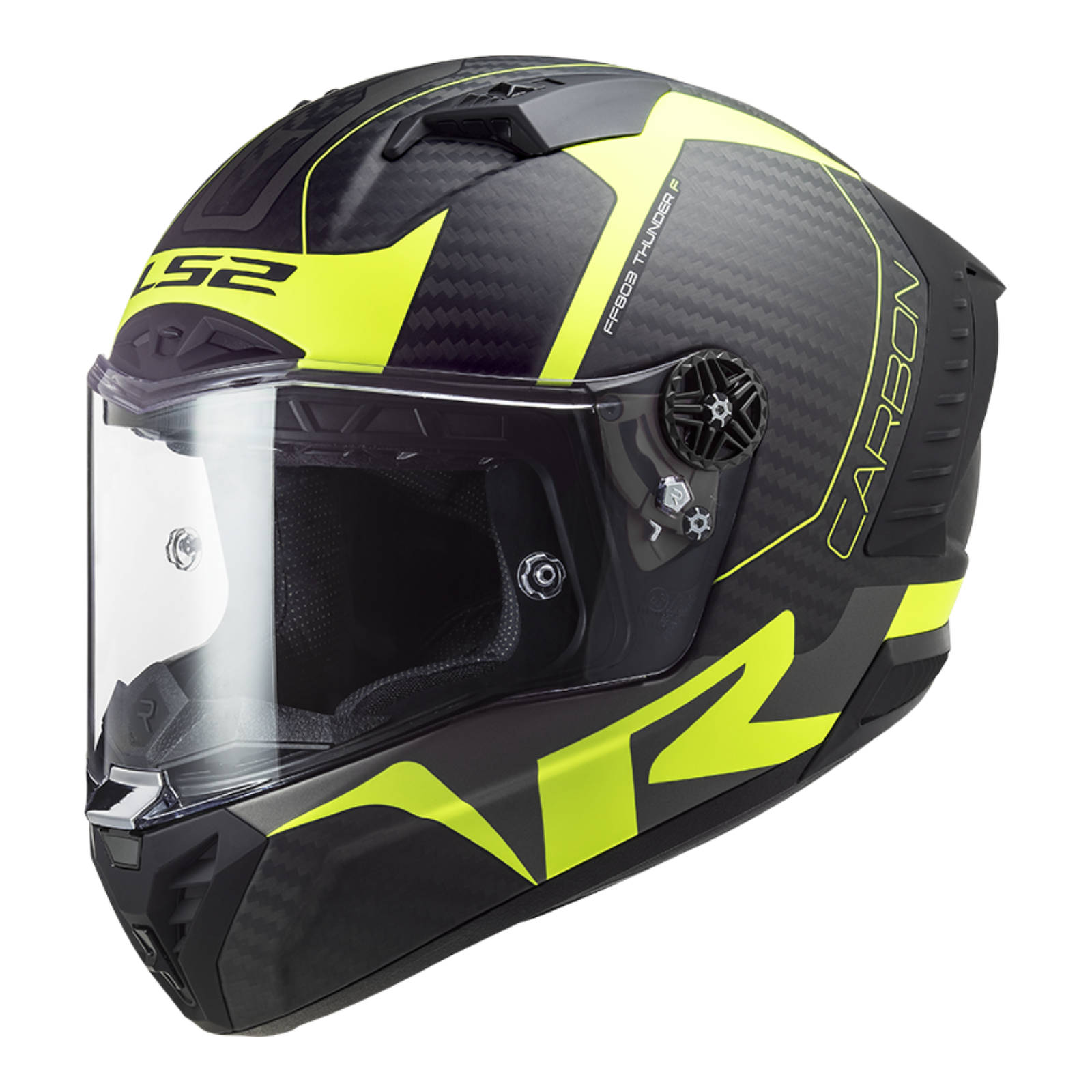 New LS2 FF805C Thunder Carbon Helmet - Hi-Vis / Yellow (XS) #LS2FF805BLKHVY6KXS