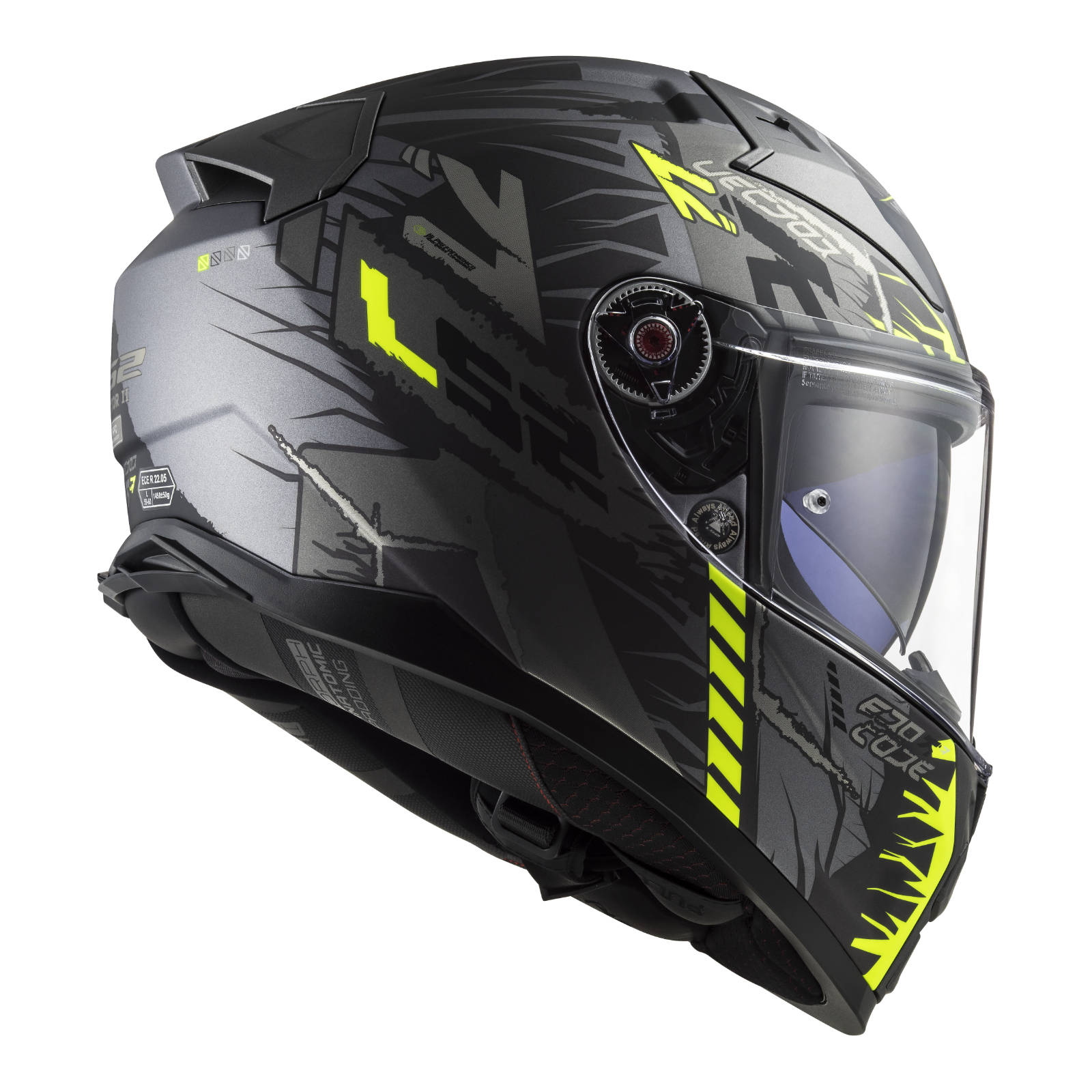 LS2 FF811 Vector II Techbot Helmet - Matte Titanium / Hi-Vis / Yellow (M)