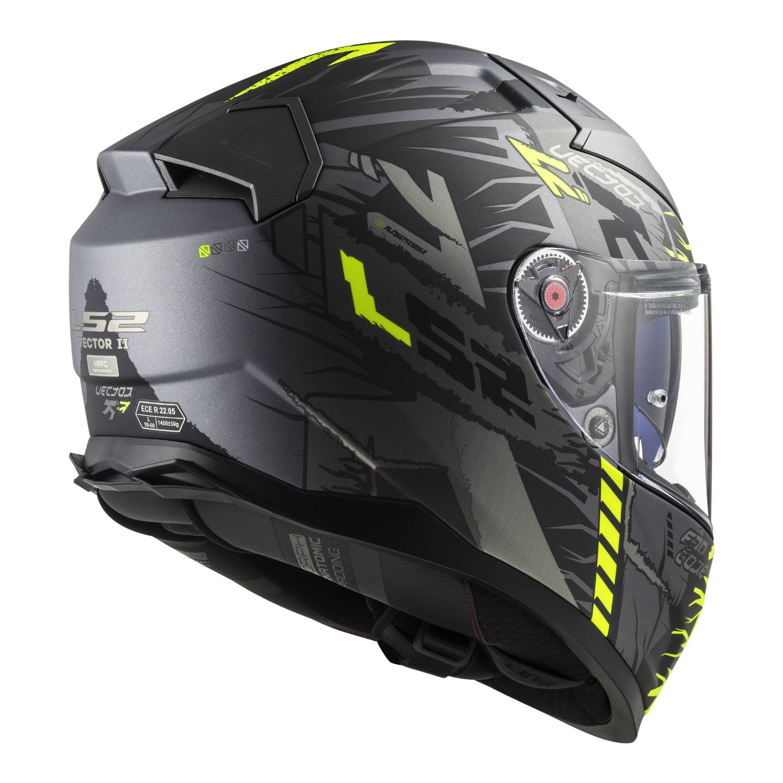 LS2 FF811 Vector II Techbot Helmet - Matte Titanium / Hi-Vis / Yellow (M)