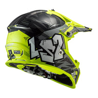 LS2 MX437J Fast EVO Crusher Mini Helmet - Black / Grey / Hi-Vis (Youth S)