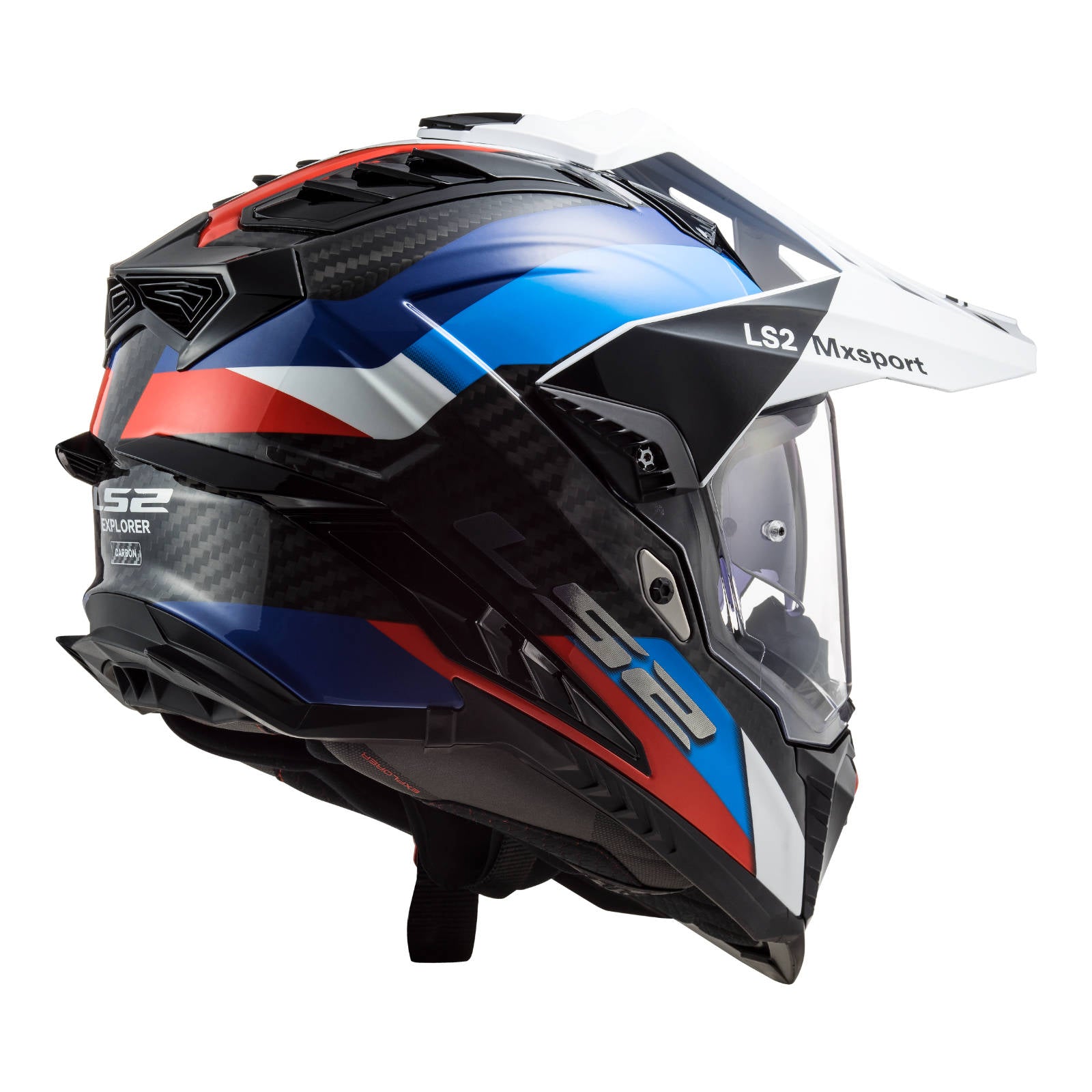 New LS2 Mx701 Explorer Carbon Frontier Helmet Black/Blue XL LS2MX701EXPCBLKTITXL