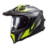 New LS2 Explorer Carbon Focus Helmet - Matte Titanium / Hi-Vis Yellow (M)