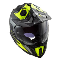 New LS2 Explorer Carbon Focus Helmet - Matte Titanium / Hi-Vis Yellow (S)