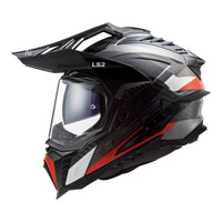 New LS2 Mx701 Explorer Carbon Frontier Helmet - Titanium / Red (S) LS2MX701EXPCTITRS