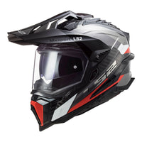 New LS2 Mx701 Explorer Carbon Frontier Helmet - Titanium / Red (Xl) LS2MX701EXPCTITRXL