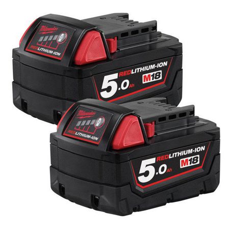 New Milwaukee M18 5.0Ah Redlithium-Ion Battery Pack - Dual Pack 18v 1y Warranty