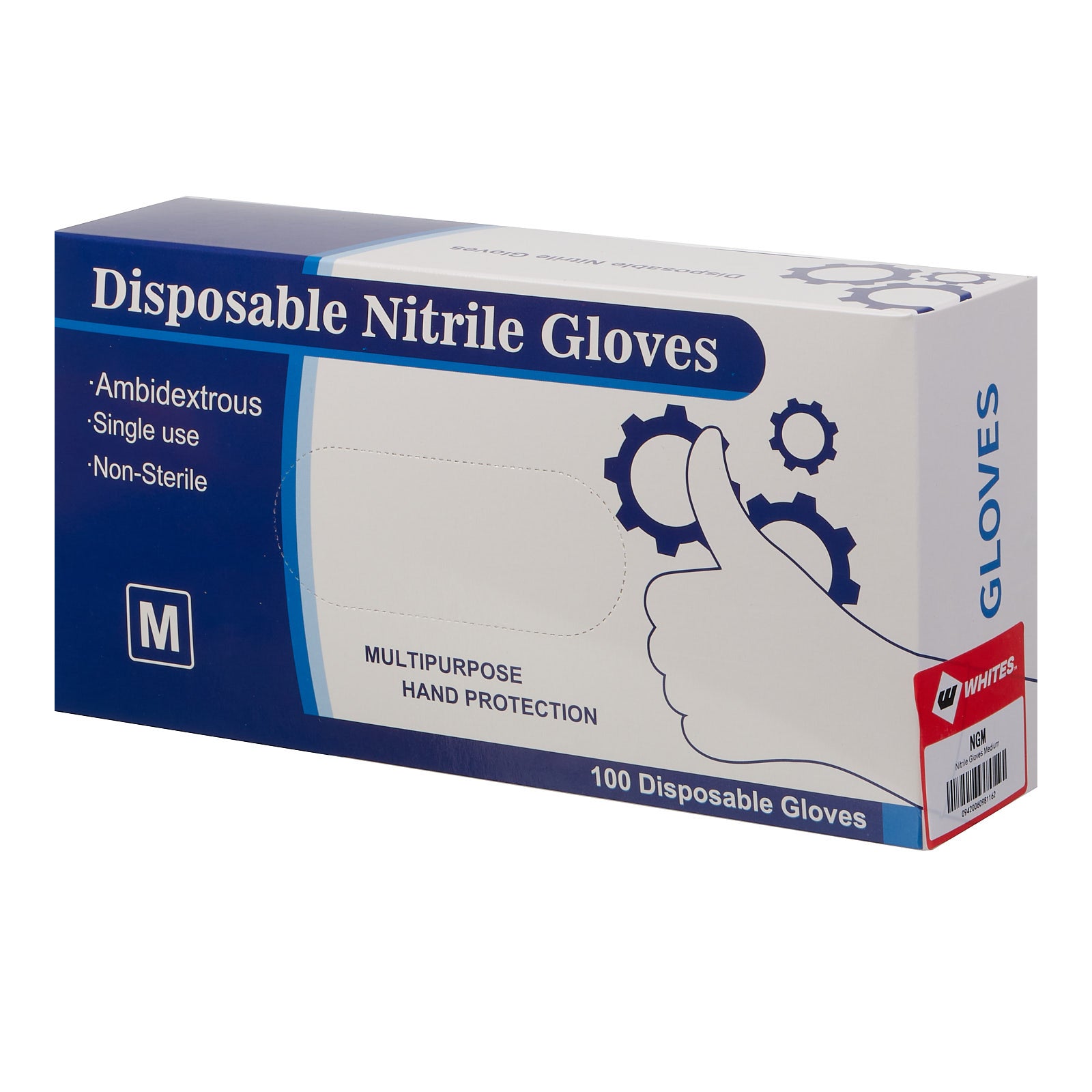 New WHITES Nitrile Gloves (M) #NGM