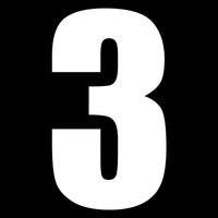 New WHITES Race Number - White Sticker #3 (10 Pack) #NU6W3