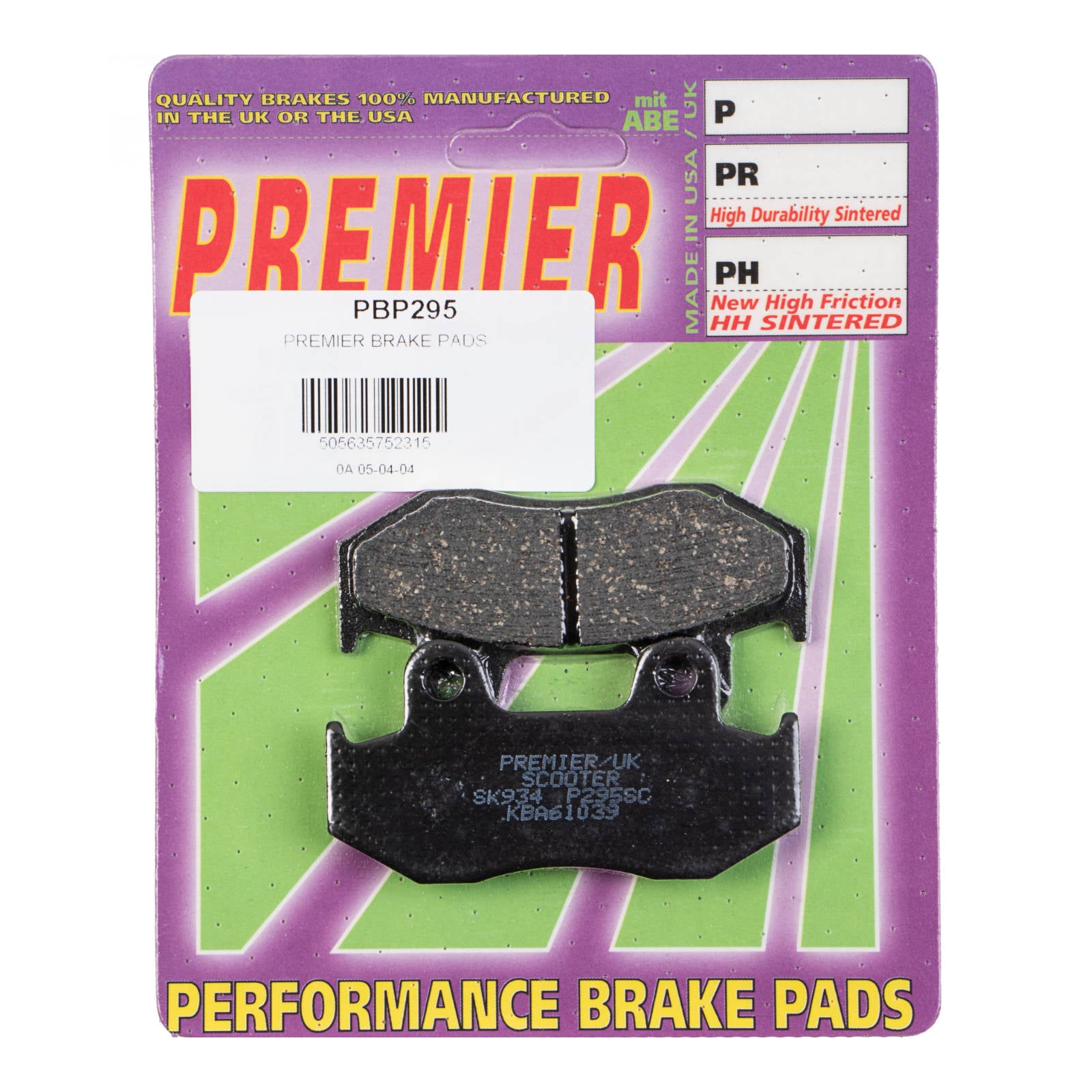 New PREMIER Brake Pads - P Organic Standard #PBP295